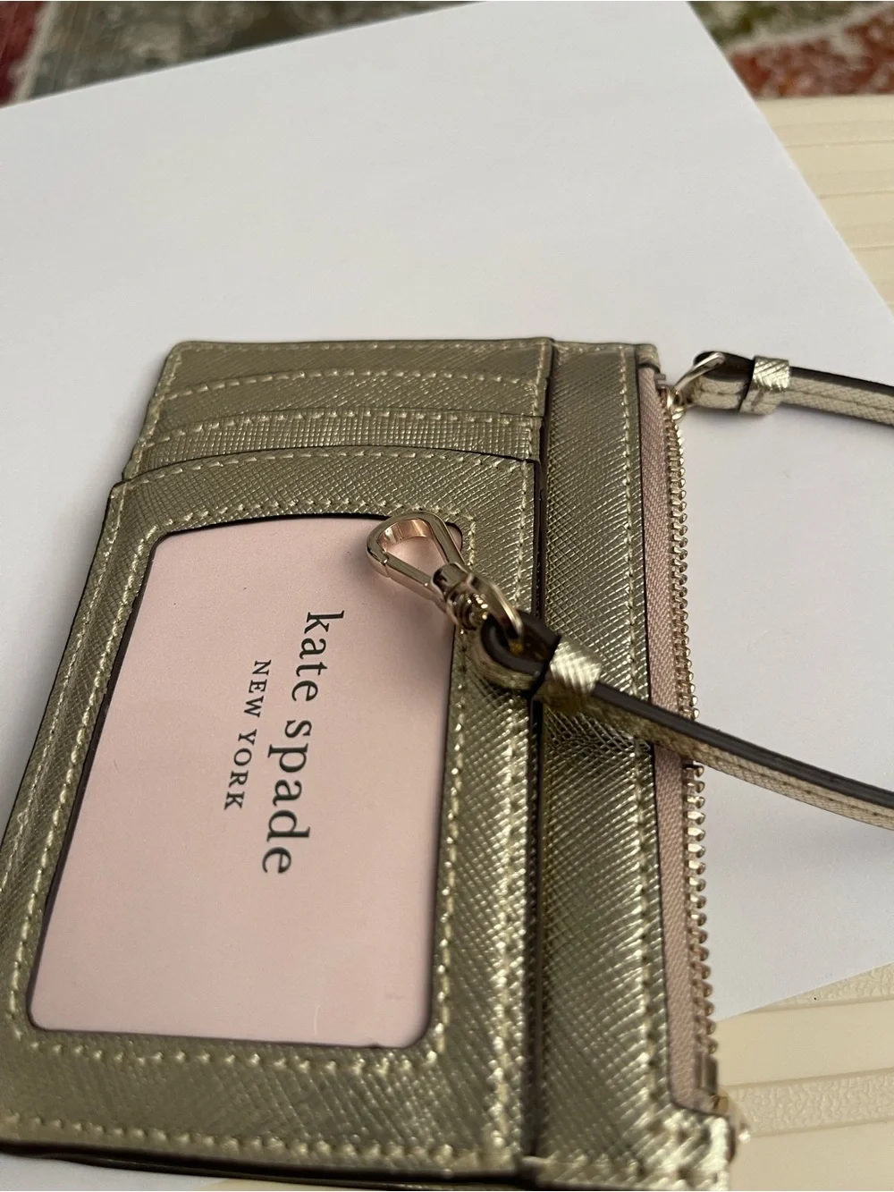 kate spade Metallic Gold Card Case Wristlet